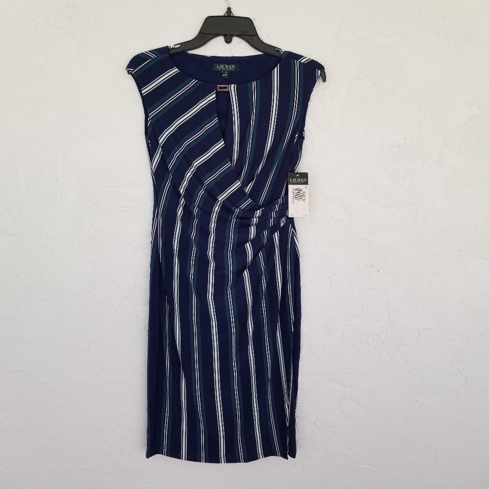 Lauren Ralph Lauren Sleeveless Faux Wrap Dress S 2